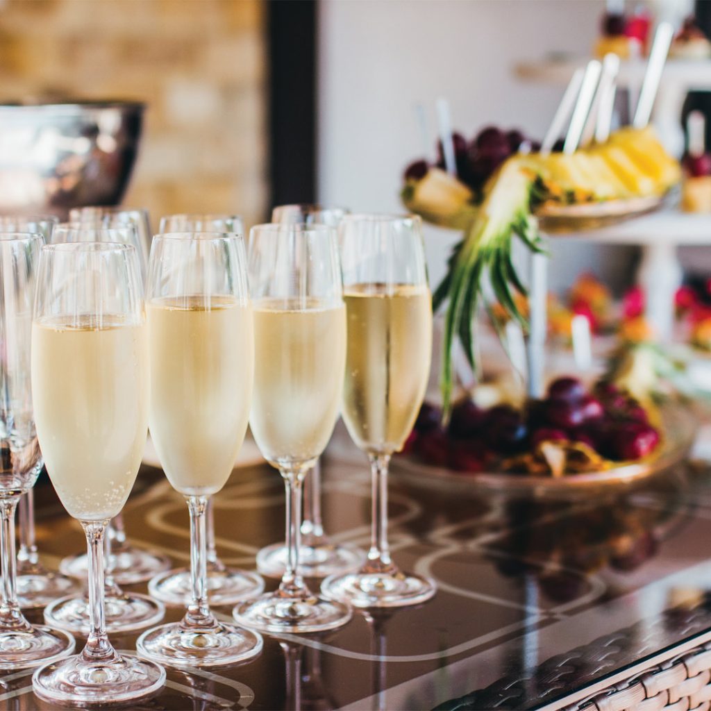 champagne and appetizers for SCC spa