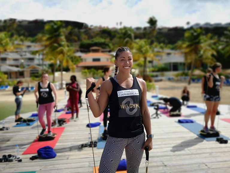 Gladiator & TV GP Dr. Zoe Williams stays at St James’s Club Antigua to celebrate friend Fleur East’s Exclusive Caribbean Fitness Partnership